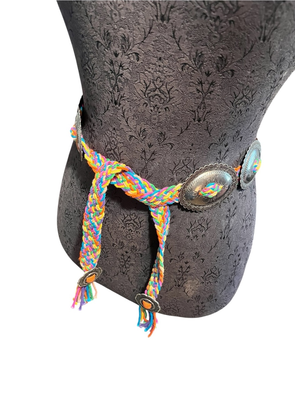 Handwoven Multicolored Concho Belt Large